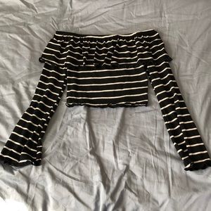 Striped off the shoulder crop-top